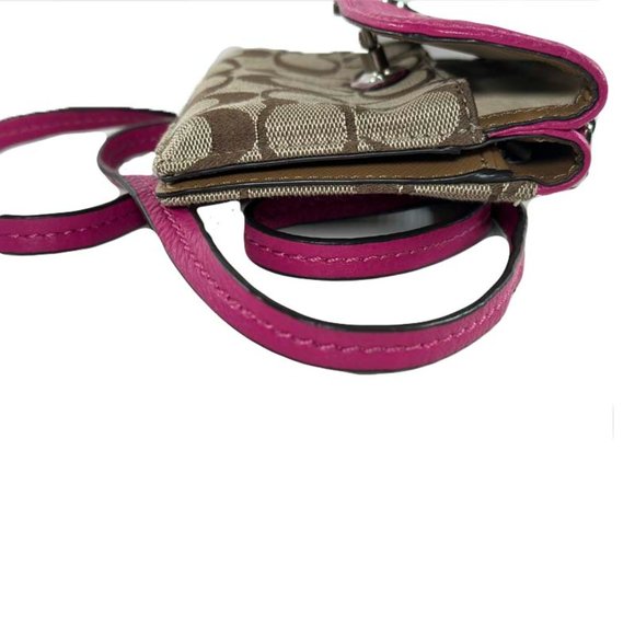 Coach Crossbody Hot Pink Tan Wallet 6x4.5 - Picture 3 of 7